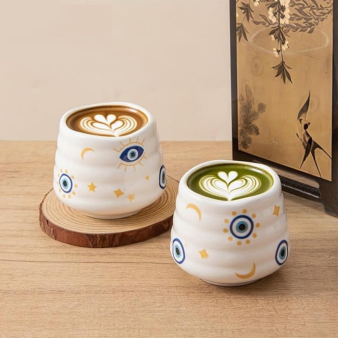 4pcs Japanese Tea Cup Set – Mini Size Cup 5OZ Ceramic Matcha Cup, Handless - Image 2