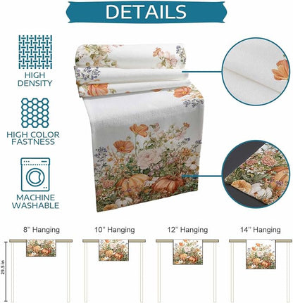Fall Windflowers Pumpkin Short Table Runners 36 Inches, Cotton Linen Fabric - Image 6