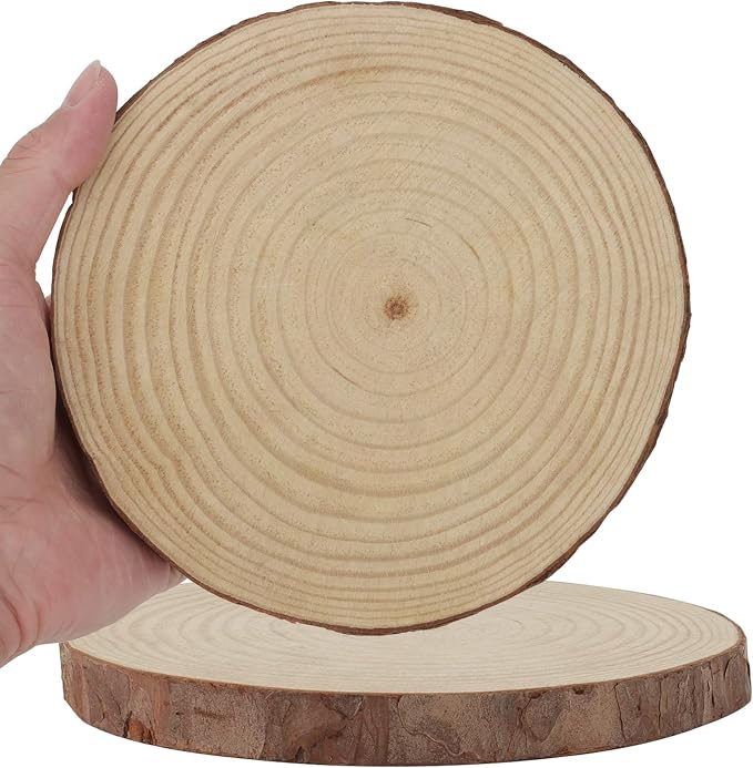 KINJOEK 12 PCS 6-7 Inch Natural Wood Slices by KINJOEK