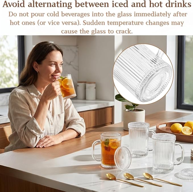 Noamus 4 Pack Glass Coffee Mugs - Image 5