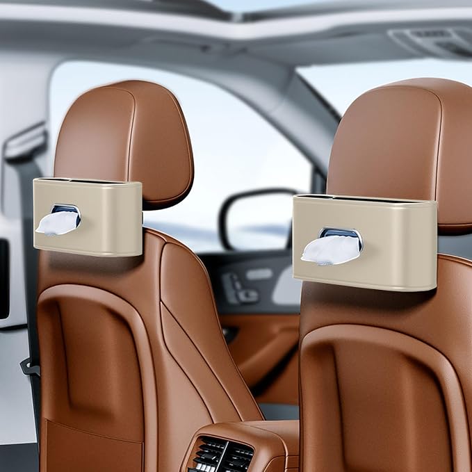 Car Tissue Holder, Car Kleenex Holder Fits 100-160 Count | Premium PU Leather by MTGOCHA