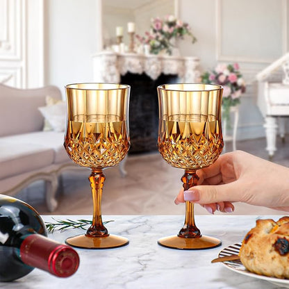 XUWAIDSGN 7oz Plastic Vintage Wine Glasses Drinking Glasses Unbreakable Wedding - Image 6
