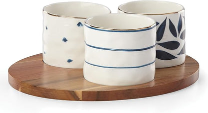 Lenox Blue Bay 4-Piece Snack Bowl & Tray Set, 2.10 LB by Lenox