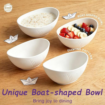 Soup Bowls Sets of 6, Unbreakable Wheat Straw Bowls 26oz, Oval Kitchen Bowls - Image 4