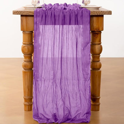 DeZerlor Dark Purple Cheesecloth Table Runners 6 Pack Fall Runners | 120Inch - Image 3