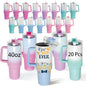 40 oz Sublimation Tumbler with Handle Lid and Straw 20 Pack Gradient Glitter Stainless Steel Double Wall Vacuum Insulated Bulk Sublimation Blank Mixed Colors