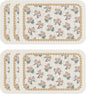 ISAENNE Designer PVC Placemats Set of 6,Rectangular Floral Placemat, Waterproof and Heat-Resistant,Decoration for Kitchen, Dining, Party,Holiday, New Year,12"*17"