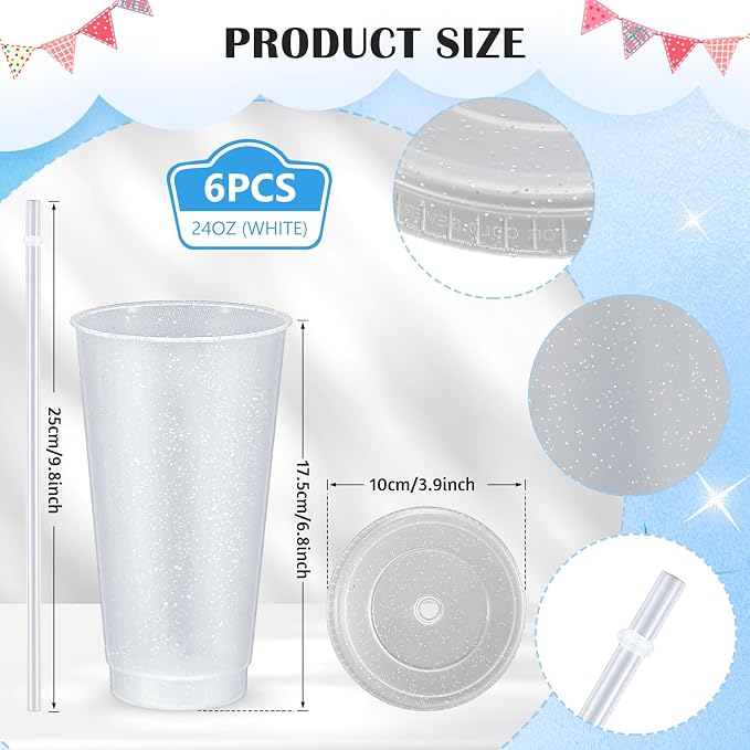 Uiifan 6 Pcs 24 oz Reusable Tumbler - Image 2