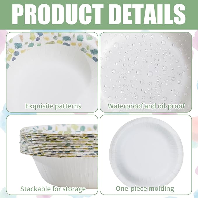 30 Pack Paper Bowls, 8 Oz Disposable Soup Bowl, Heavy Duty Printed Disposable - Image 4