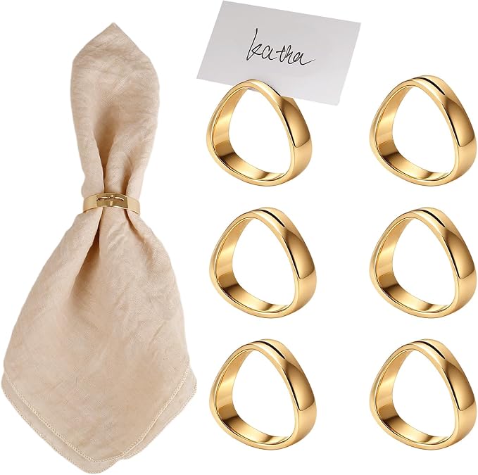 Gold Triangle Metal Napkin Rings Set of 6 by Getfitsoo