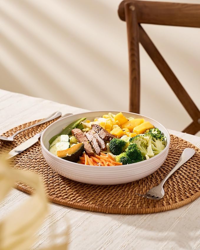 famiware Milkyway 33 oz Pasta Bowls Set of 6, Scratch-Resistant Stoneware Salad - Image 4