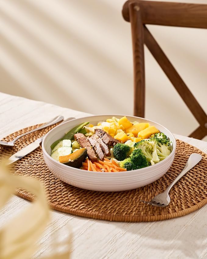 famiware Milkyway 33 oz Pasta Bowls Set of 8, Scratch-Resistant Stoneware Salad - Image 4