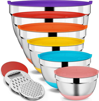 9 Pack Mixing Bowls with Airtight Lids Set, Stainless Steel Mixing Bowls with by Hybemmy