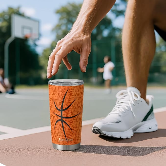 SANDJEST Basketball Tumbler 20oz Stainless Steel Insulated, Travel Coffee Cup - Image 7