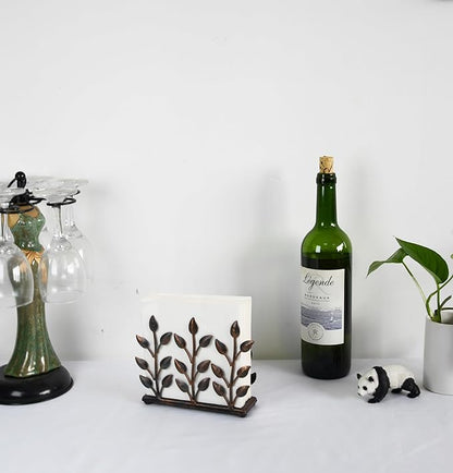 OwlGift Antique Metal Cooper Green Napkin Holder, Napkin Dispenser for Cocktail or Luncheon Napkins, Vertical Napkin Holders for Kitchen, tables, and Outdoor