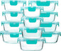 24-Piece Glass Food Storage Containers with Locking Lids,Glass Meal Prep Containers Set - Airtight Lunch Containers, Microwave, Oven, Freezer and Dishwasher,Green