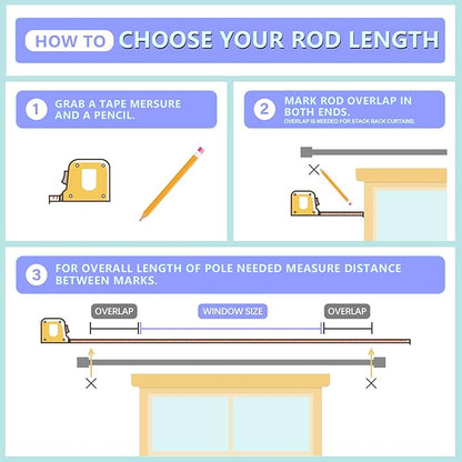 Curtain Rods for Windows 16 to 144 Inches Adjustable Length 1 Inch Diameter Window Curtain Rod with Aluminium End Cap, White