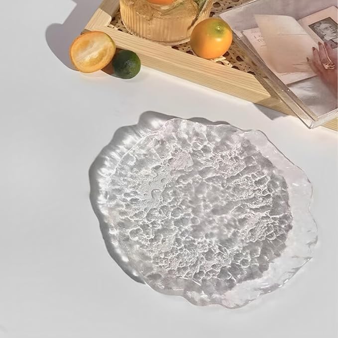 Lead-Free Crystal Glass Irregular Plate Coasters, Transparent, 14.5cm Thickened - Image 3