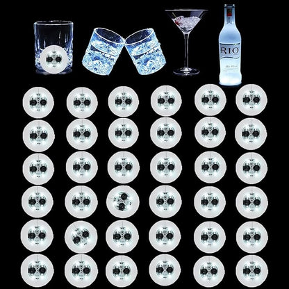 LED Coaster White,36 Pack Light Up Coasters,Wine Bottle Lights Coaster Discs for Drinks,Flash Cup Coaster Flashing Shots Light (White)