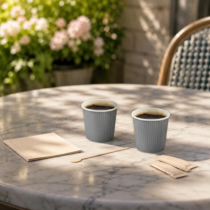 Restaurantware 4 Ounce Ripple Wall Disposable Coffee Cups, 500 Insulated Gray - Image 4