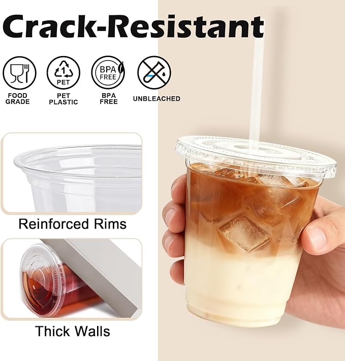 Lamosi 100 Pack 12 oz Clear Plastic Cups - Image 3