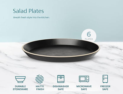 KooK Salad Plates, Ceramic Round Dishes - Image 4