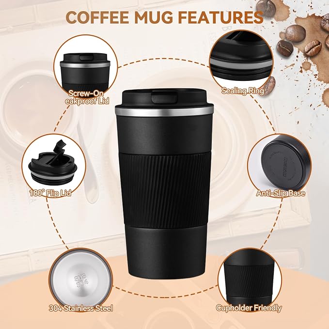 17OZ Travel Coffee Mug Insulated Coffee Cup - Image 5