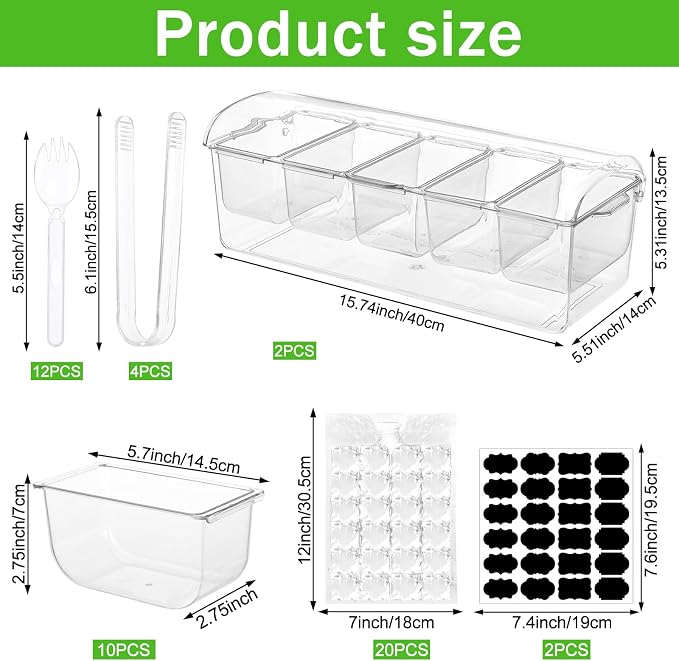 Ice Chilled Condiment Server Caddy, Toppings Bar Container - Image 2