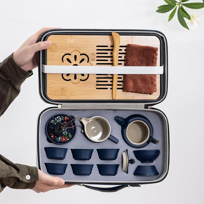 14-Piece Portable Ceramic Travel Tea Set - Image 3