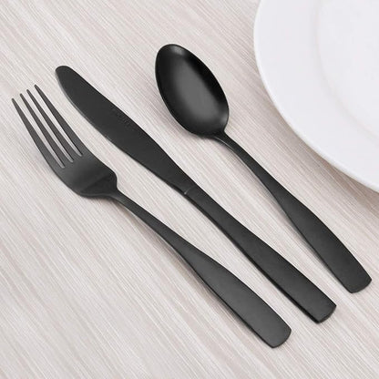 Matte Black Silverware Set, Satin Finish 20-Piece Stainless Steel Flatware set - Image 6