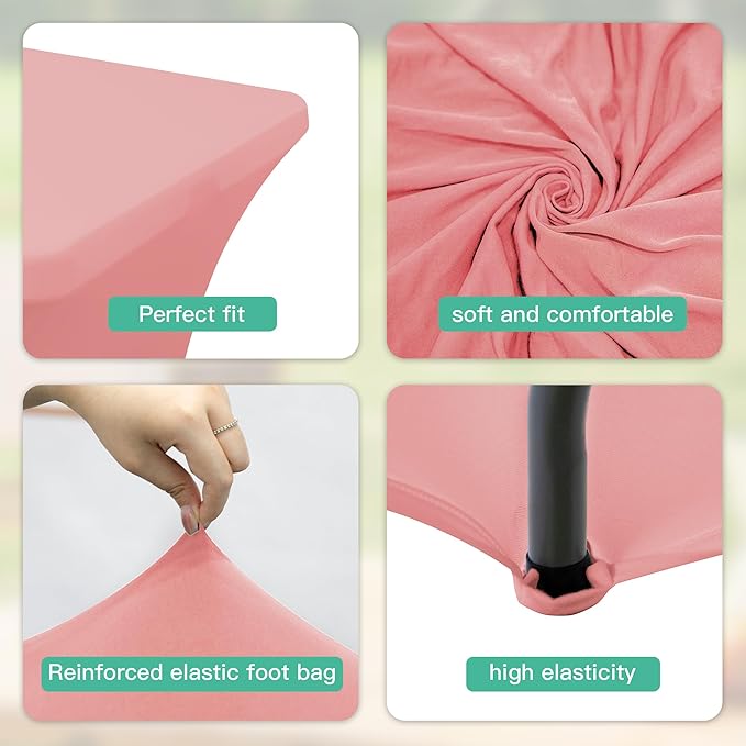6FT Table Cloth for Rectangular Fitted Events Stretch Pink Table Covers Washable Spandex Tablecloth Protector for Party, Wedding, Cocktail, Banquet, Festival