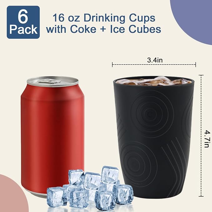 Wheat Straw Cups 6 Pcs, 16 OZ Plastic Drinking Cups, Unbreakable Plastic - Image 3