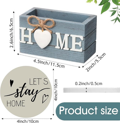Queekay Coasters Set of 6 House Warming Gifts New Home Wooden Farmhouse Drink - Image 2