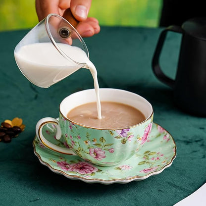 Agyiuns Tea Cup and Saucers, 6.4oz Floral Tea Cups - Image 7