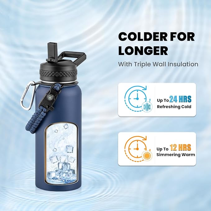 RAYMYLO Insulated Water Bottle 32 oz, Triple Wall Vacuum Stainless Steel | - Image 2