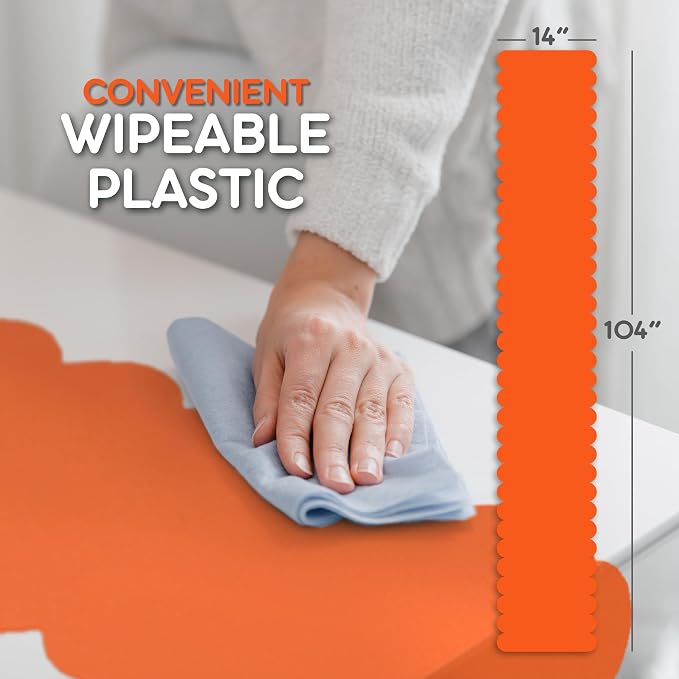 Orange Scallop Table Runner, Disposable Plastic, 5 Pack - Image 5
