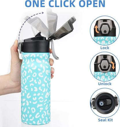 BJPKPK 18 oz Water Bottle with Straw & Handle, Insulated Stainless Flask | Leak - Image 3