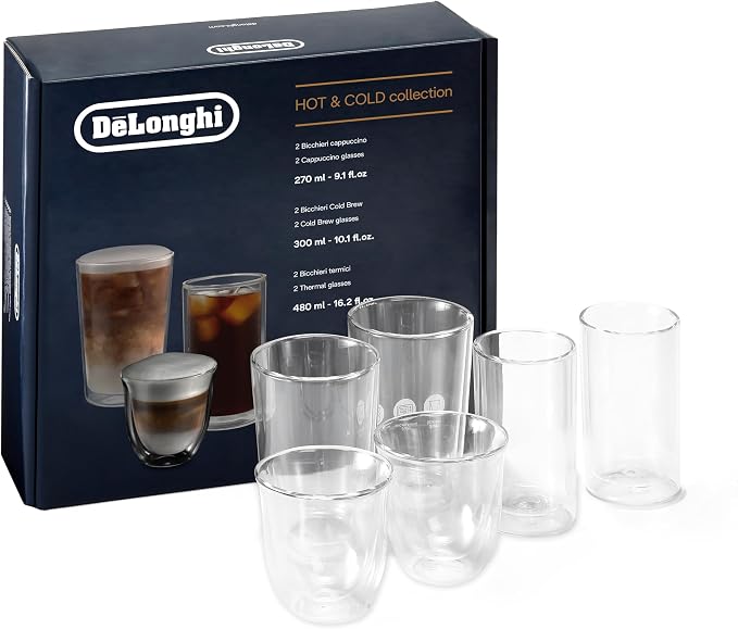 De'Longhi Trio Gift Set of 2 Cappuccino, 2 Thermal Large glasses, 2 Cold Brew by Unknown