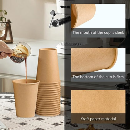 Clawsoff 180 Pack 12 oz Coffee Cups Brown Kraft Disposable Hot Paper Cups | - Image 3
