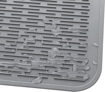 Silicone Dish Drying Mat for Multiple Usage,Easy clean,Eco-friendly,Heat-resistant Silicone Mat for Kitchen Counter or Sink,Refrigerator or Drawer Liner Grey 3XL 28 inches x 18 inches