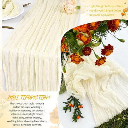 Showgeous 30 Pack Ivory Cheesecloth Table Runner, 17 x 108 Inches | Boho - Image 5
