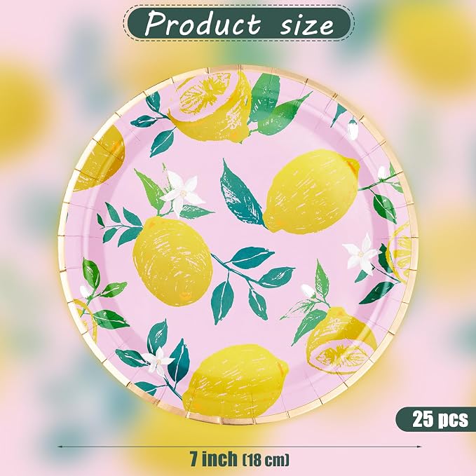 WRAPAHOLIC 25Pcs Lemon Paper Plates - Image 2