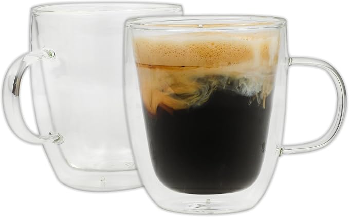 Mr. Coffee Retro Machiatto Large 16 Ounce Insulated Double Wall Glass Coffee & by Unknown