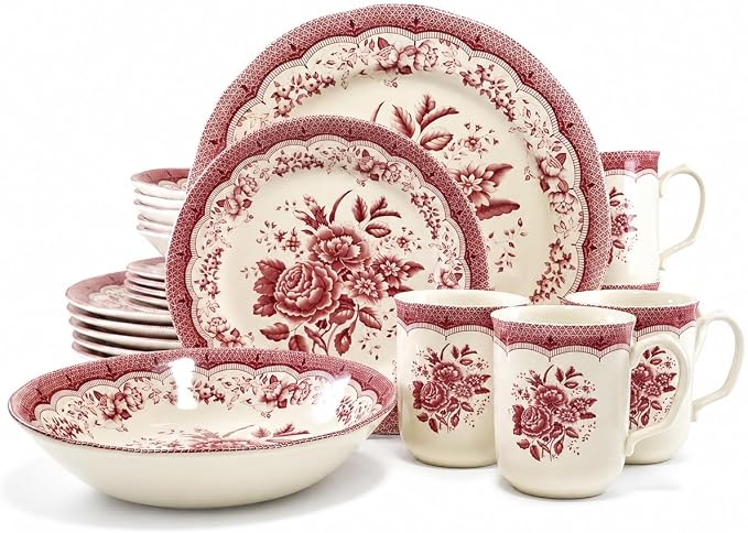 TUDOR ROYAL 24-Piece Porcelain Round Dinnerware Set, Service by TudorEngland