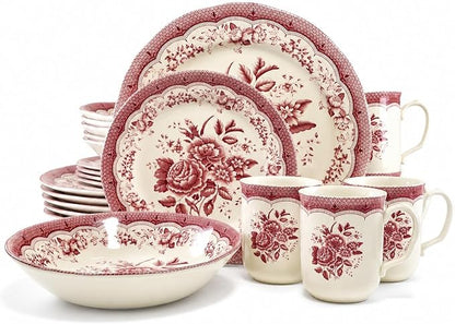 TUDOR ROYAL 24-Piece Porcelain Round Dinnerware Set, Service by TudorEngland