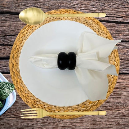 Handmade Wooden Napkin Ring Made by Artisan Beautifully Crafted and Designed in India Black Set of 12 (BH)