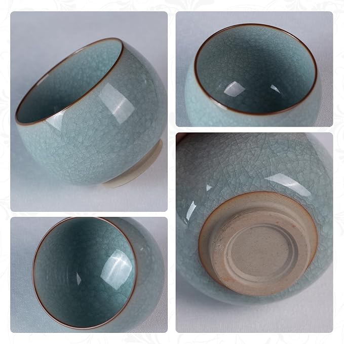 KAMMAK Japanese Tea Cups, 3.8 Oz Small Handmade Ceramic Teacups, Loose Leaf and - Image 4