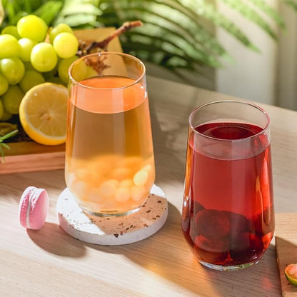 Wlasss Drinking Glasses Set of 4, 16.4 oz Clear Glass Tumbler, Water Glasses - Image 3