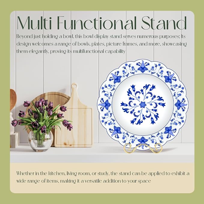 Wrought Iron Bowl Deep Platter Stand Detachable Metal Scroll Display Rack Easel - Image 5