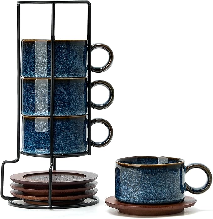 LUKA 6 Ounce Porcelain Stackable Espresso Cups by LUKA